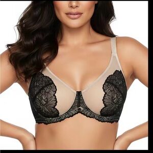 HSIA Underwire Black & Tan Bra Unlined 36DD